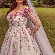 3D Flowers on Sheer Sleeves