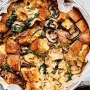 Mushroom and Leek Bread Pudding