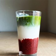 Matcha Boba Tea With Cotton Candy Boba