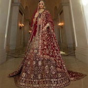 Gold Zari Work on Wedding Dress