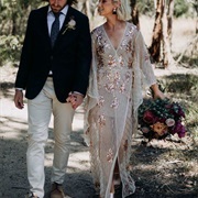 Sequins Forming Shapes Scattered Over Dress