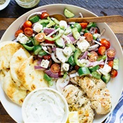Greek Lemon Garlic Chicken Salad