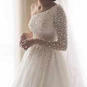 Pearl-Embellished Wedding Dress