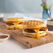 Spicy Sausage and Egg Waffle Sandwich