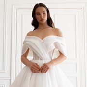 Draped, Layered, Arched Off-Shoulder Neckline