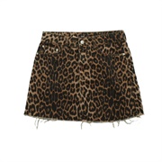 Jeans Skirt Mini Leopard Print