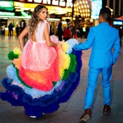 Vibrant Rainbow Wedding Dress