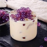 Blueberry Boba Tea With Cotton Candy Boba