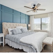 Board and Batten Accent Wall in Bedroom