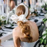 Circular Fabric Headwrap, Bow in Back