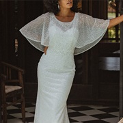 Short Cape Sleeves Wedding Dress