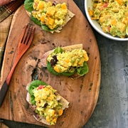Multigrain Sourdough Bread With Scrambled Eggs and Mango Curd