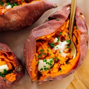 Oil-Rubbed and High-Roasted Sweet Potato