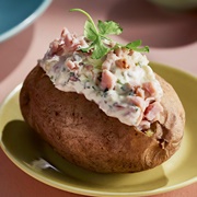 Baked Potato With Ham Filling