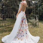 Flowers on Bodice, Middle Back of Skirt