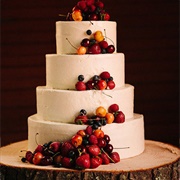 Wedding Cake Decorated With Cherries