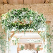 "Ceiling Centerpiece" of Hanging Floral Hoop