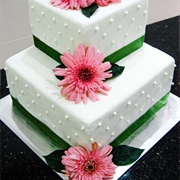 Flower Decor on Corners of Cake