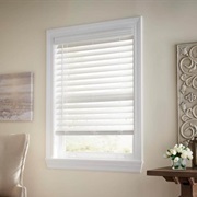 White Wood Slat Blinds on Windows