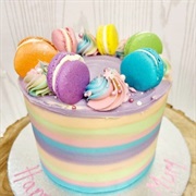 Pastel Rainbow Macaron Drip Cake