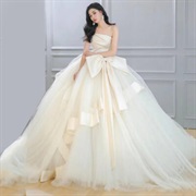 Layered Skirt, Ribbon-Edged Overskirt Layer
