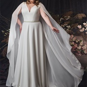 Full Cape Attached to Wedding Dress