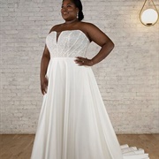 Notched Neckline Wedding Dress