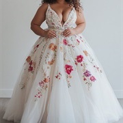 Floral Dress Trailing off to Plain Bottom