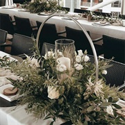 Centerpiece With Metal Floral Hoop