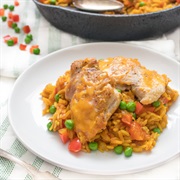 Cheesy Cuban Chicken and Rice Casserole
