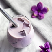 Taro Boba Tea With Cotton Candy Boba