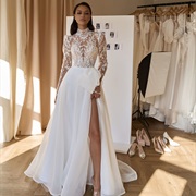 Bow Over Leg Slit in Dress