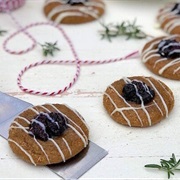 Gingerbread Thumbprint Cookie With Wild Blueberry Chia Jam