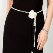 Bead/Pearl Belt With Dangling Decor in Front