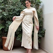 Drape Over Shoulders Creating Cape Sleeves