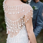 Hanging Fringe of Beaded Lace Appliques on Back