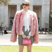 Chanel Oberlin's Pink Fur Jacket Outfit - Scream Queens