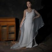 One-Shoulder Wedding Cape