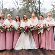 Fur Shawl With Bridesmaid Gown