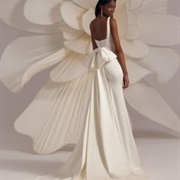 Large Bow on Back of Wedding Gown