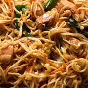 Chow Mein Noodles With Chicken Gravy and Soy Sauce