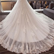 Train of Lace Over Satin/Silk