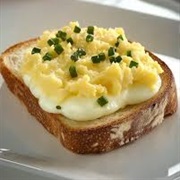 Sesame Sourdough Bread With Scrambled Eggs and Parmesan