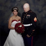 US Marine Ty Ziegel Poses With Renee Kline Before Their Wedding (Nina Berman)