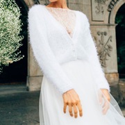 Fuzzy Cardigan With Wedding Dress