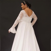 Long Ruffle Cuff Sleeves on Wedding Dress