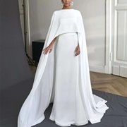 Satin Cape With Wedding Dress