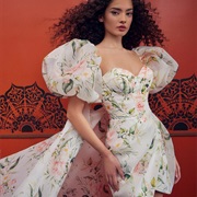 Floral Print Cape With Dress