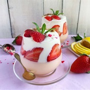 Creamed Butter and Sugar, Cream Cheese, and Strawberry Yogurt Bowl