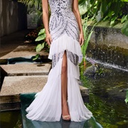 Center Leg Slit Wedding Dress